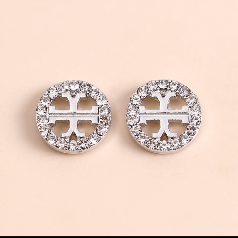 New! Tory Burch-Inspired Earrings Silver Stud  OS - Picture 2 of 6